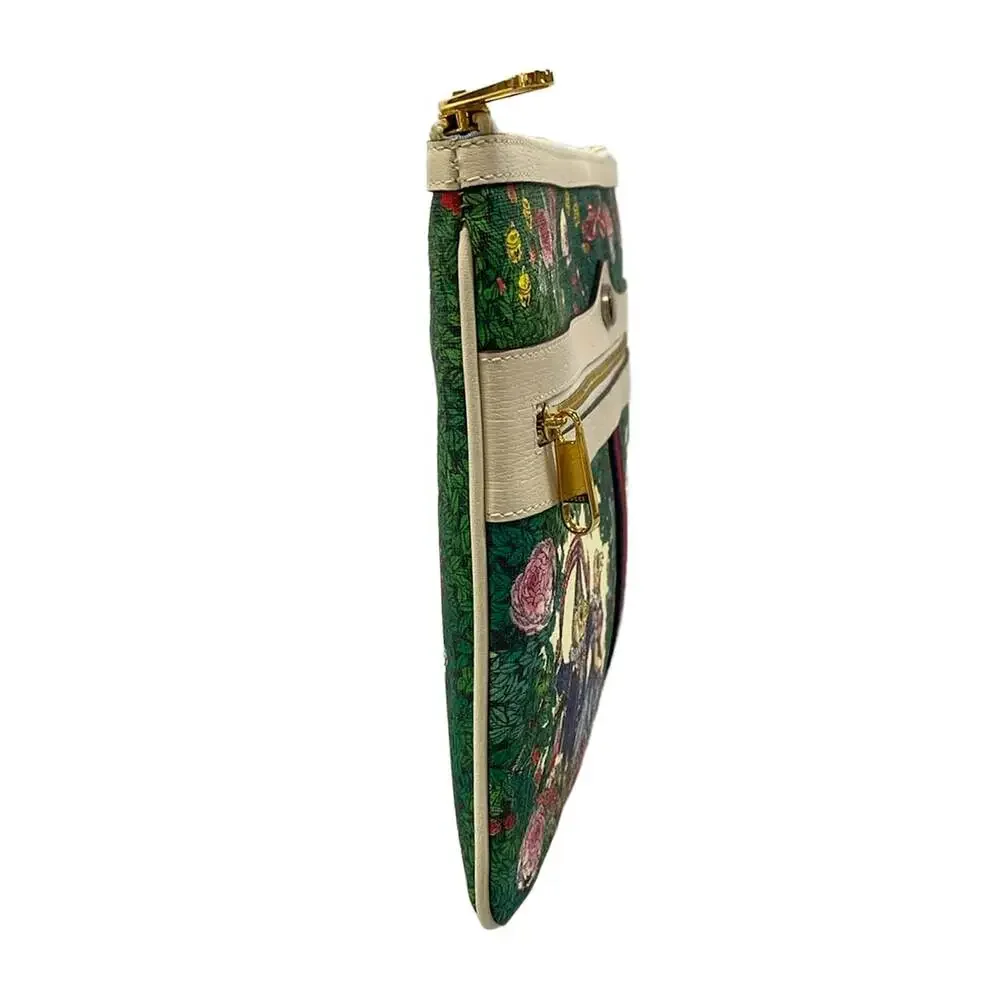 Gucci Ophidia, Yuko Higuchi Clutch Bag 517551 Green Cream Multi PVC Leather